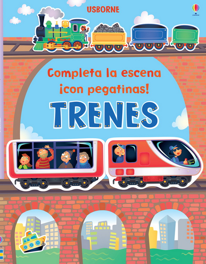 Trenes. Completa la escena ¡con pegatinas!